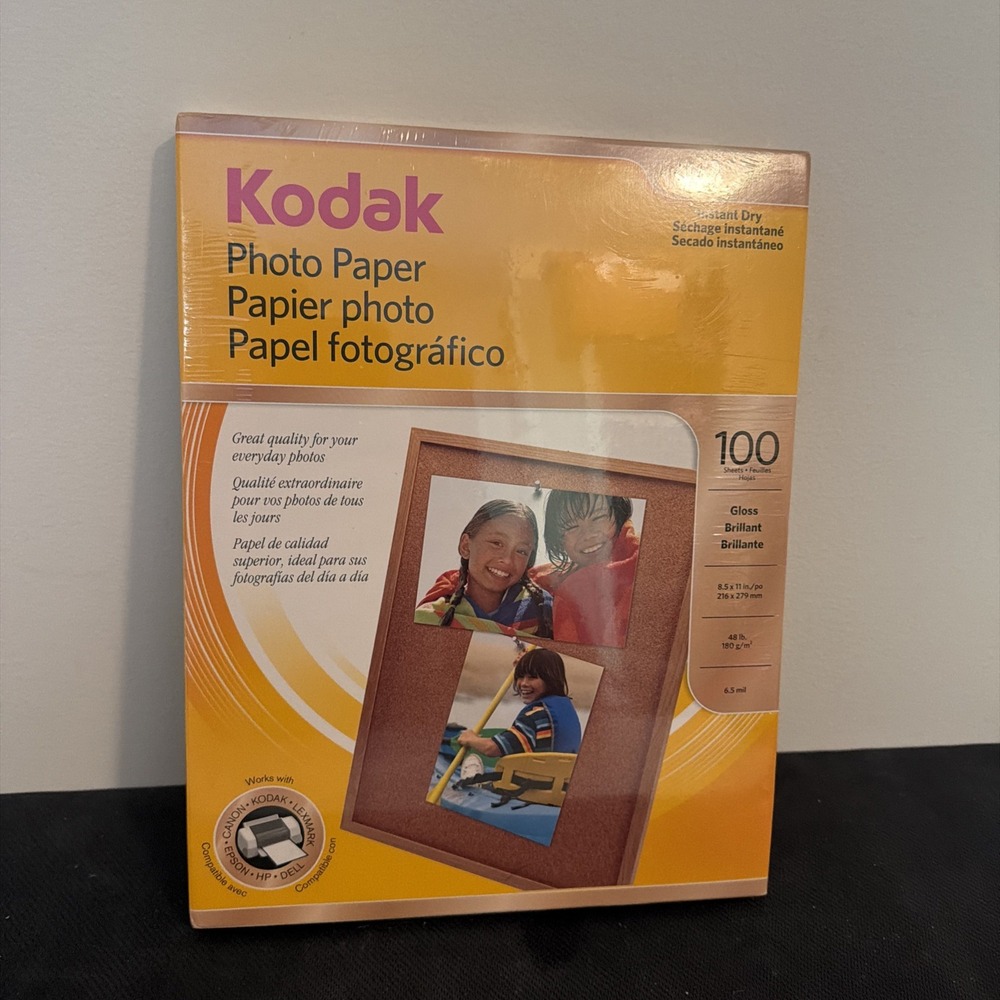 Kodak Photo Paper 8.5x11 Glossy 100 Sheets Instant Dry Sealed New Unopened